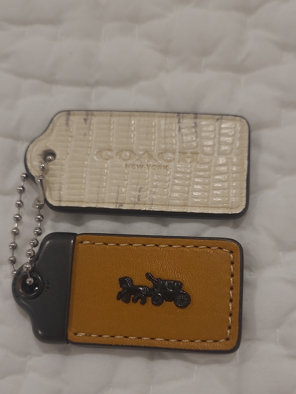 Coach 1941 Double Tag Leather Key Fob in Tan and Snake